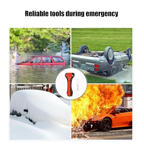 DuDuZui 2 Emergency Window Breaker Hammer and Seatbelt Cutter, Emergency Hammer and Car Seat Belt Cutter in Two, with 2 Survival Whistle