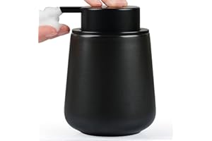 Bosilunlife Ceramic Foaming Soap Dispenser - 12Oz Matte Black Foam Hand Soap Dispenser Bathroom Countertop Kitchen Dish Soap Pump Dispenser Liquid Wash Dispenser for Bathroom