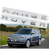 1Set 3D Head Cover Hood Front Letters Emblem Tailgate Emblem Sports Line Badge Letter Emblem Sticker Nameplate for Range Rover, Range Rover Sport, Evoque, etc (Silver)