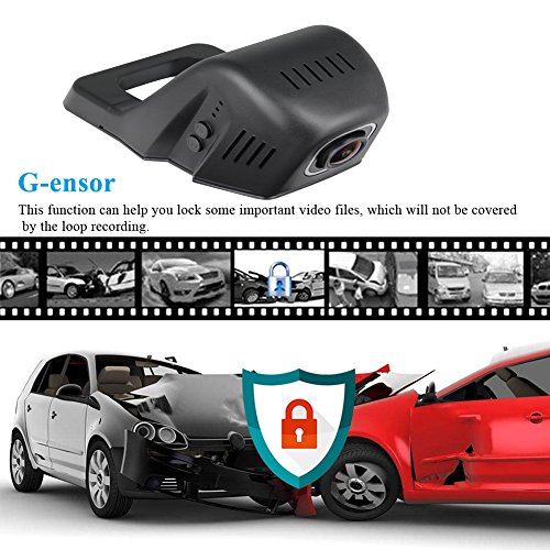 TekBow WiFi Car DVR Dash Camera Hidden Video Driving Recorder Full HD 1080P 170 Degree Wide Angle, Night Vision, G-Sensor, Parking Mode, WDR, IOS & Android APP, 16GB Micro SD Card Included