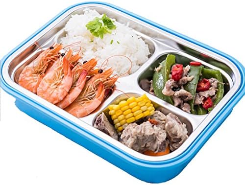 Rykey Leak-proof 18/8 Stainless Steel Compact Size Container Bento Lunch Box with 4 Compartments Blue