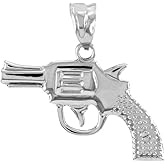 Claddagh Gold Solid 925 Sterling Silver Revolver Pistol Gun Pendant