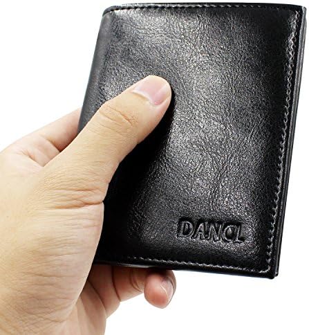 Slim Leather Wallet for Men - Trifold Zippered Wallet 8 Card Slots, Durable wallet 2 bill holders, Travel Wallet 2 Quick Access ID Windows, Minimalist Leather Wallet Business Wallet (smooth black)
