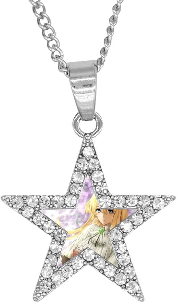 Discount Sales Vio Let Ever Garden 3d Print Zinc Alloy Stainless Steel Silver Steel Pentagram Necklace Jewelry For Men Women Comfortable T Bull Com