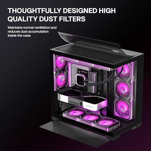 ANSAITE ATX PC-Gehäuse 9×120 mm ARGB PWM-Lüfter vorinstalliert ，Mid-Tower Gaming PC-Gehäuse, Panorama-Gehärtetes Glas Schwarz Computer-Gehäuse mit Typ-C, 360mm Radiator Unterstützung，H-D9 (Schwarz) 5