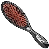 Kent CSMM 7.75" Classic Shine Medium Oval Cushion Straightening Brush - Natural Black Boar Bristle Hair Brush with Nylon Quills - Shine Hair Brush and Scalp Scrubber for Shoulder to Mid Length Hair