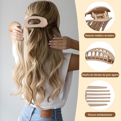 Horquillas Planas para Cabello, Pinzas para el Cabello Planas y Curvas para Mujeres Cómodas, Pinzas Ergonómicas Curvas para el Cabello Antideslizante para Cabello Grueso y Fino