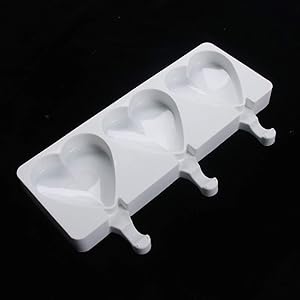 NUOMI Popsicle Molds, Silicone Ice Pop Molds, Reusable Heart-shaped Ice Cream Bars Mold, BPA Free, 3 Cavities Freezing Mold
