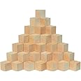 Unfinished Wood Craft Cubes 1-1/2 inch, Pack of 24 Small Wooden Blocks to Decorate, Wooden Cubes for Crafts and Décor, by Woo