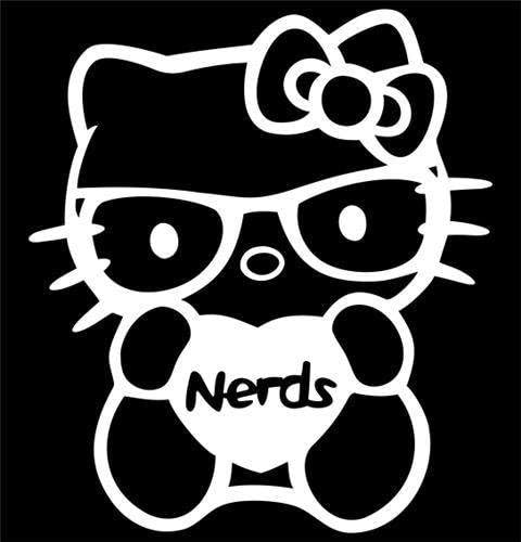 Blacklite Outline I Love Nerds Hello Kitty Car Window Wall Macbook Notebook Laptop Sticker Decal