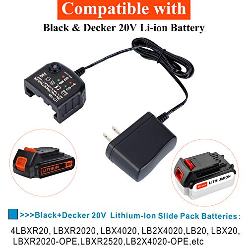 LALAFO LCS1620 20V Lithium Battery Charger Compatible with Black