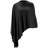 Fomolom Women Ponchos Sweater Versatile Lightweight Solid Knitted Shawl Wrap Scarf Cape Accessories for Womens