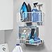 mDesign Metal Wire Wall Mount Laundry Room Storage Organizer, 2 Levels - Large Basket Holds Iron, Lower Shelf Holds Laundry Detergent, Fabric Softener, Stain Remover - White