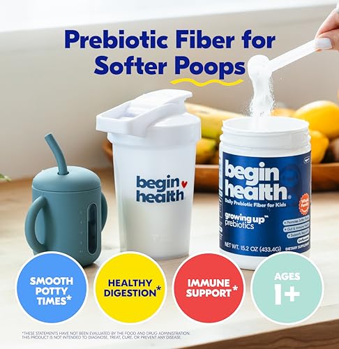 Begin Health Growing Up® Prebiotics for Kids 28-Packs | Prebiotic Soluble Powder Stool Softeners & Digestive Gut Health Supplement | Ideal to Mix with Kids Daily Beverages and Soft Foods - Unflavored