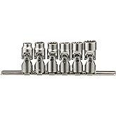 Genius Tools 6 Piece 1/4" Drive SAE Universal Hand Socket Set (12-Point), CR-V Steel - US-206S