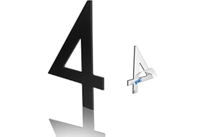 LUIETY 3 Inch Mailbox Number, Stainless Steel Matte Black Modern House Numbers, Self-adhesive Number Door Numbers for Apartments Office (4)