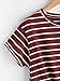 Romwe Women's Knot Front Cuffed Sleeve Striped Crop Top Tee T-Shirt , Burgundy & White, Small / US 0-2