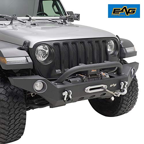 EAG Full Width Front Bumper with Fog Light Hole and Winch Plate Fit for 20182022 Wrangler JL