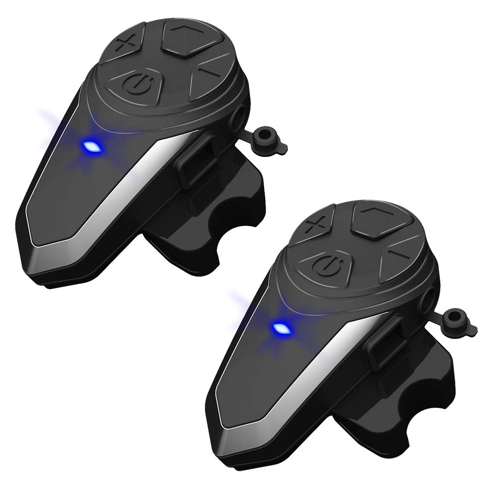 BT-S3 Motorcycle Intercom Systems with Motorcycle Intercom Bluetooth Headset (Waterproof/FM Radio/Handsfree/Range-1000m/2-3 Riders Pairing) 2 Pack