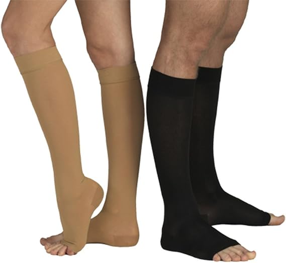 Calze a compressione medica con punta aperta da 1821 mmHg, grado moderato classe 1, supporto al Calze a compressione medica con punta aperta da 1821 mmHg, grado moderato classe 1, supporto al