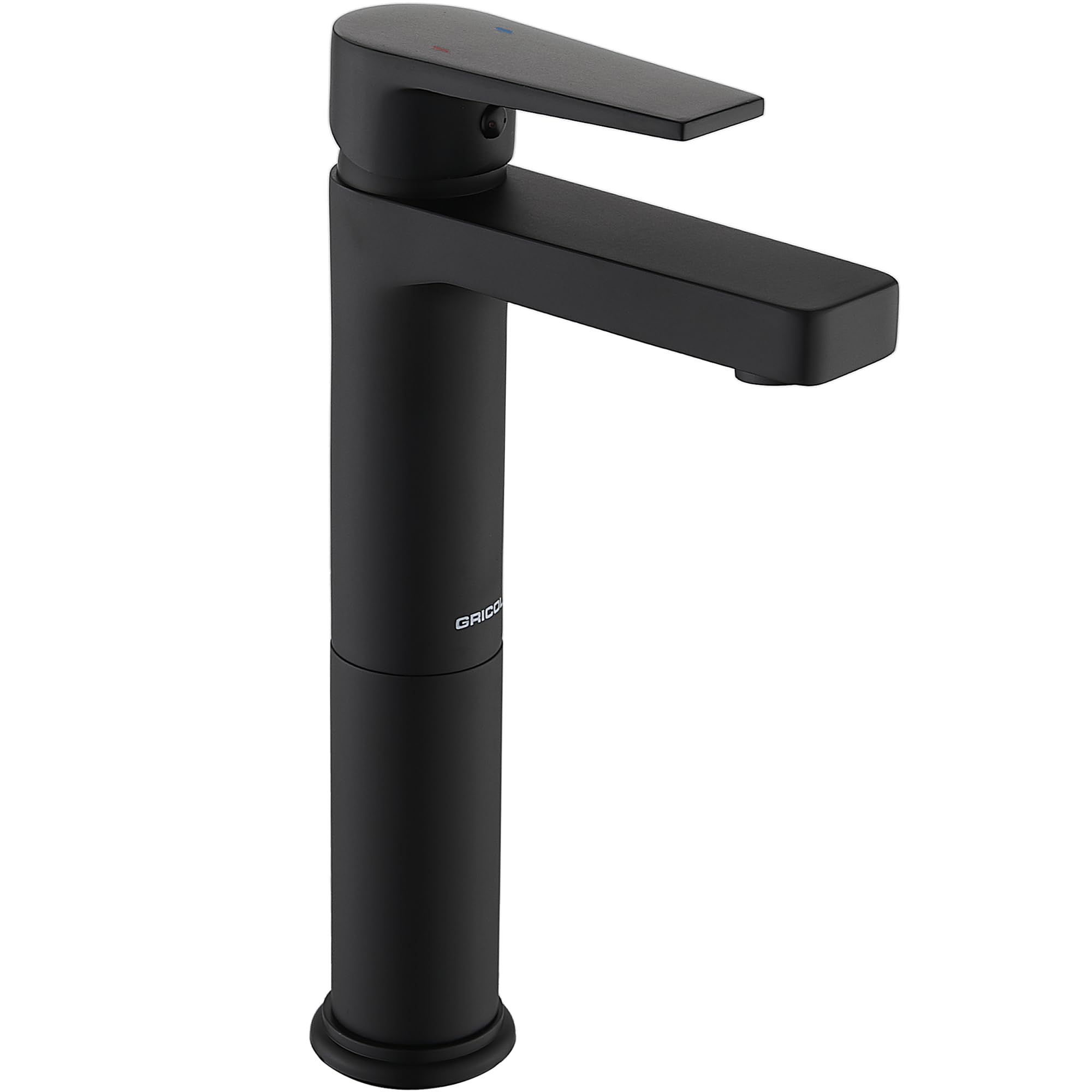 GRICOL Bathroom Sink Taps High Rise Basin Mixer Tap Single Lever Dual Flow Hot and Cold Solid Brass Bathroom Faucet Matte Black