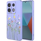 HTXWXJC Phone Case for Redmi Note 13 Pro 5G Case, Xiaomi Poco X6 5G Case Shockproof Flexible Bumper TPU Soft Case Flower Pattern Phone Cover for Xiaomi Redmi Note 13 Pro 5G Purple Flower