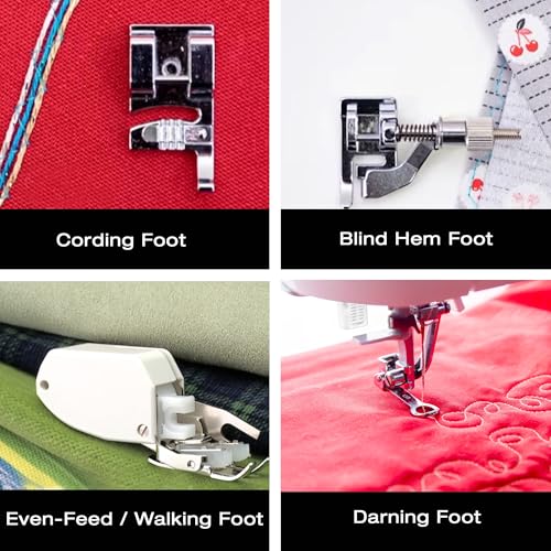 SINGER 9 Presser Feet Sewing Machine Accessory Kit Set Suitable for Household Multi-Function Sewing Machines with Twin Needle, Clear Durable Storage Case for Quilting, Mending, Patchwork