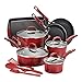 Rachael Ray Brights Nonstick Cookware Set / Pots and Pans Set - 14 Piece, Red Gradient