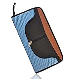 Hiware Nylon CD/DVD 64 Capacity Case, Heavy Duty CD Wallet for Car, Home, Office or Travel Use, Portable CD Disc Holder Storage Box Bag (Black and Blue)