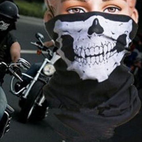 iXGLL Skull Magic Face Tube Mask Headband, Windproof Seamless Black Tribal Classic Skull Soft Bandanas, Scarf for Motorcycle ATV Biker Cycling (2 Pack)