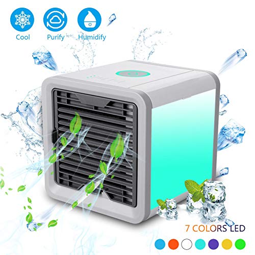 GLXQIJ USB Mini Portable Air Conditioner Humidifier Purifier 7 Colors Light Office Home Desktop Air Cooling Fan