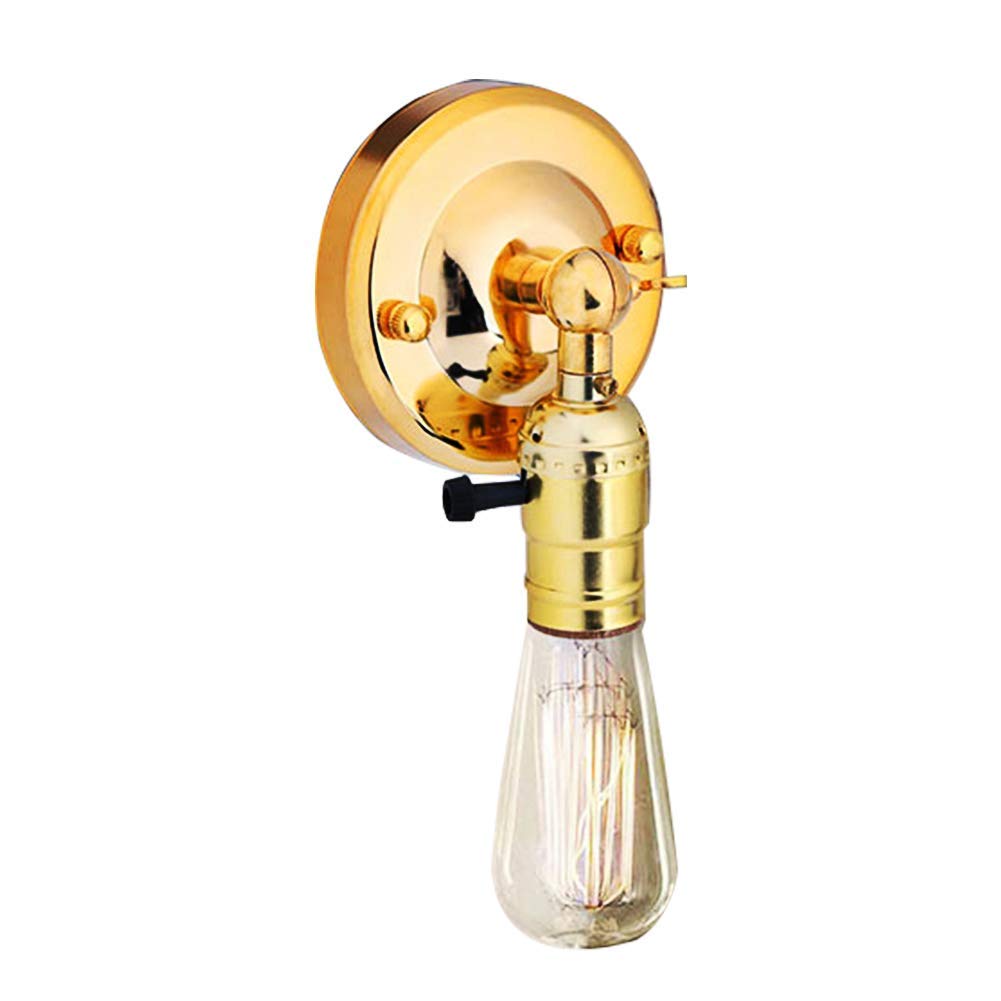 Vintage Light Holder, E27 Edison Retro Wall Lamp Holder with Switch for Home Use and Decoration 220V (Gold)