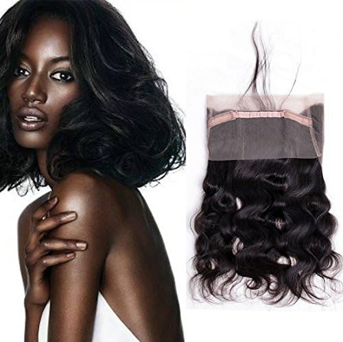 Wholesale Price Brazilian Virgin Human Hair Full 360 Lace Frontal Closure Pre Plucked Bleached Knots With Baby Hair Body Wave Hair 360 Frontal Unprocessed Human Hair Extensions Natural Black（16inch）