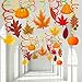45 Pack Thanksgiving Party Swirls Hanging Foil Swirl Streamers with Foil Autumn Leaf Strings Fall Banner Tinsel Garland for Halloween Birthday Wedding Ceiling Backdrop Decoration