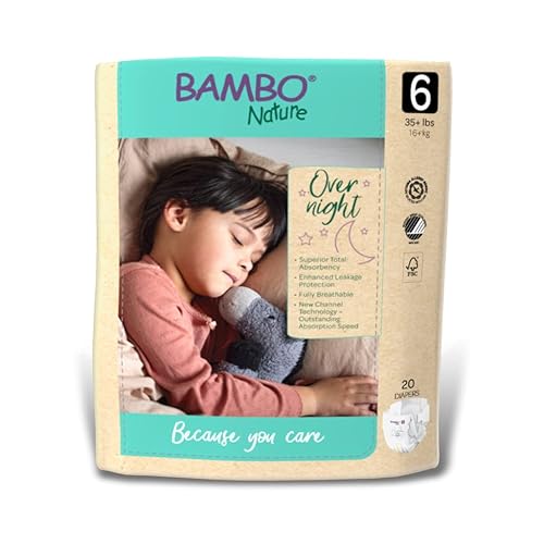 Bambo Nature Overnight Baby Diapers (Sizes 3 TO 6), Size 6, 20 Count