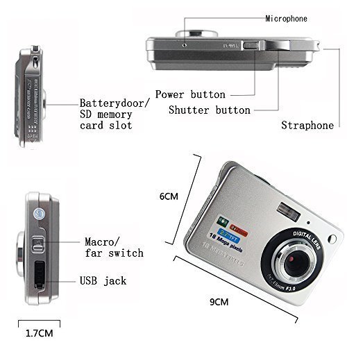Mini Digital Camera,CamKing CDC3 2.7 inch TFT LCD HD Digital Camera (Silver)