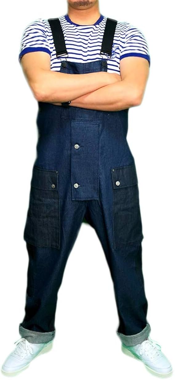 Amazon Co Jp 切り返しデニム オーバーオール ワイド メンズ サロペット ワークスタイル つなぎ 作業服 作業着 ユニフォーム ユニオンスーツ オシャレ 父の日 Gtline Favolic ファボリック 服 ファッション小物