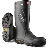 DUNLOP Purofort+ Expander Full Safety with Vibram Sole, Black | No. 1 in oil-slip resistance. 100% Waterproof. Comfortable fit for demanding work. Steel toe, midsole and ASTM certified.