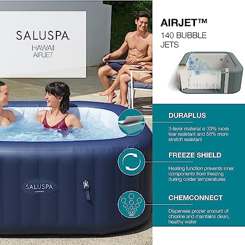 Bestway Hawaii SaluSpa 6 Person Inflatable Square Outdoor Hot Tub with