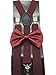 Burgendy Maroon Color Wedding Accessories Adjustable Bow Tie & Suspenders