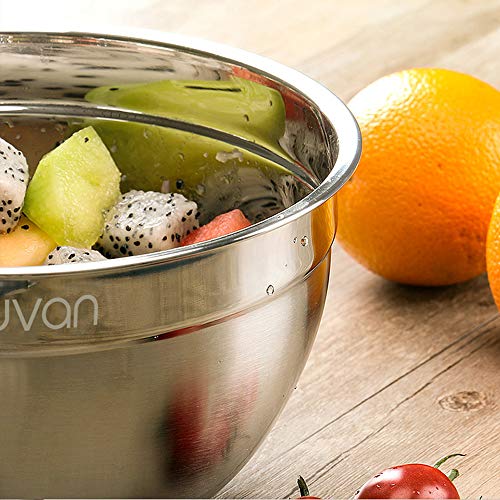 Luvan 18/10 304 Stainless Steel Mixing Bowls with Lids,Wide Rim for Easy Grip and Pouring,Extra Deep for Generous Servings,Stackable for Convenient Storage,FDA-Approved&BPA-free,Set of 5 - Thumbnail 2