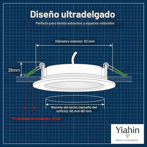 Yiahin Kit 20 LED Recessed Ceiling Spotlights 4W Neutral White 4000K, Pack of 20 Extra Flat Low Consumption LED Downlights (339lm), for Kitchen Bathroom Hallway, Non Dimmerabile