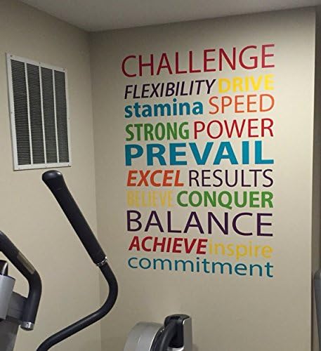 Gym Wall Decal Words, Motivational Fitness Quote Word Decals, typography quote for gym, gym wall sticker