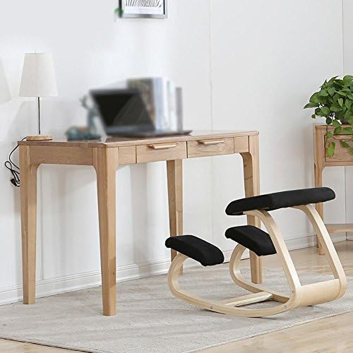 YMSYMS Kneeling Chair Teenager Adult Correction sitting position Spinal correction Ergonomic Study chair Computer chair Rocking chair Anti-myopia Anti-humpback Solid wood Office Birch Wood color + Black