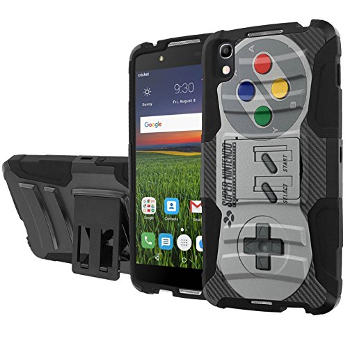 Alcatel [Idol 4] [5.2" Screen] [Cricket] Armor Case [SlickCandy] [Black/Black] Heavy Duty Defender [Holster] - [Super Nintendo Controller] for Alcatel one touch Idol 4 [Nitro 4/ 49] [6055K]