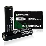 EcoGear FX 18650 IMR 3000mAh 40A 3.7V High Drain Flat Top Rechargeable Lithium-ion Batteries (2-Pieces)
