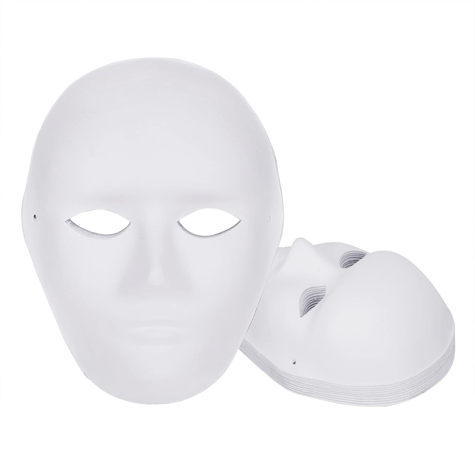 10PCS DIY White Mask Drama Party Decor Supply Masquerade Party for Men Women Full Face Paintable Mask Art Decoration