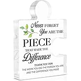Team Gifts for Employees, Thank You Gifts for Coworkers Teacher Nurse, Farewell Promotion Retirement Appreciation Gift, Never Forget You Are the Piece Made the Difference, Acrylic Puzzle Plaque Decor