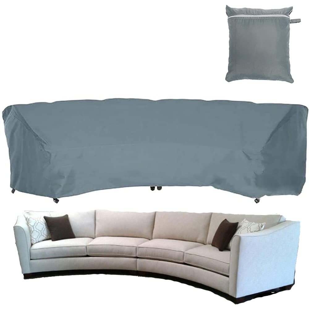 BOSKING Patio Sectional Curved Sofa Protector Covers Waterproof Outdoor Garden Sectional Curved Couch Furniture Cover for Half Moon Couch Sofa Set (Grey, S: 89.76x45.67x33.86in/ 228x116x86cm)