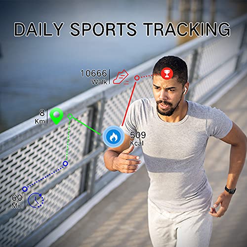 Montre Connectée Homme Femme 1,69\'\'Smartwatch Moniteur Sommeil/Fréquence Cardiaque Montre Sport 24 Modes Bracelet Connecté Etanche IP67 Montre Intelligente Podomètre Chronometre pour iOS Android